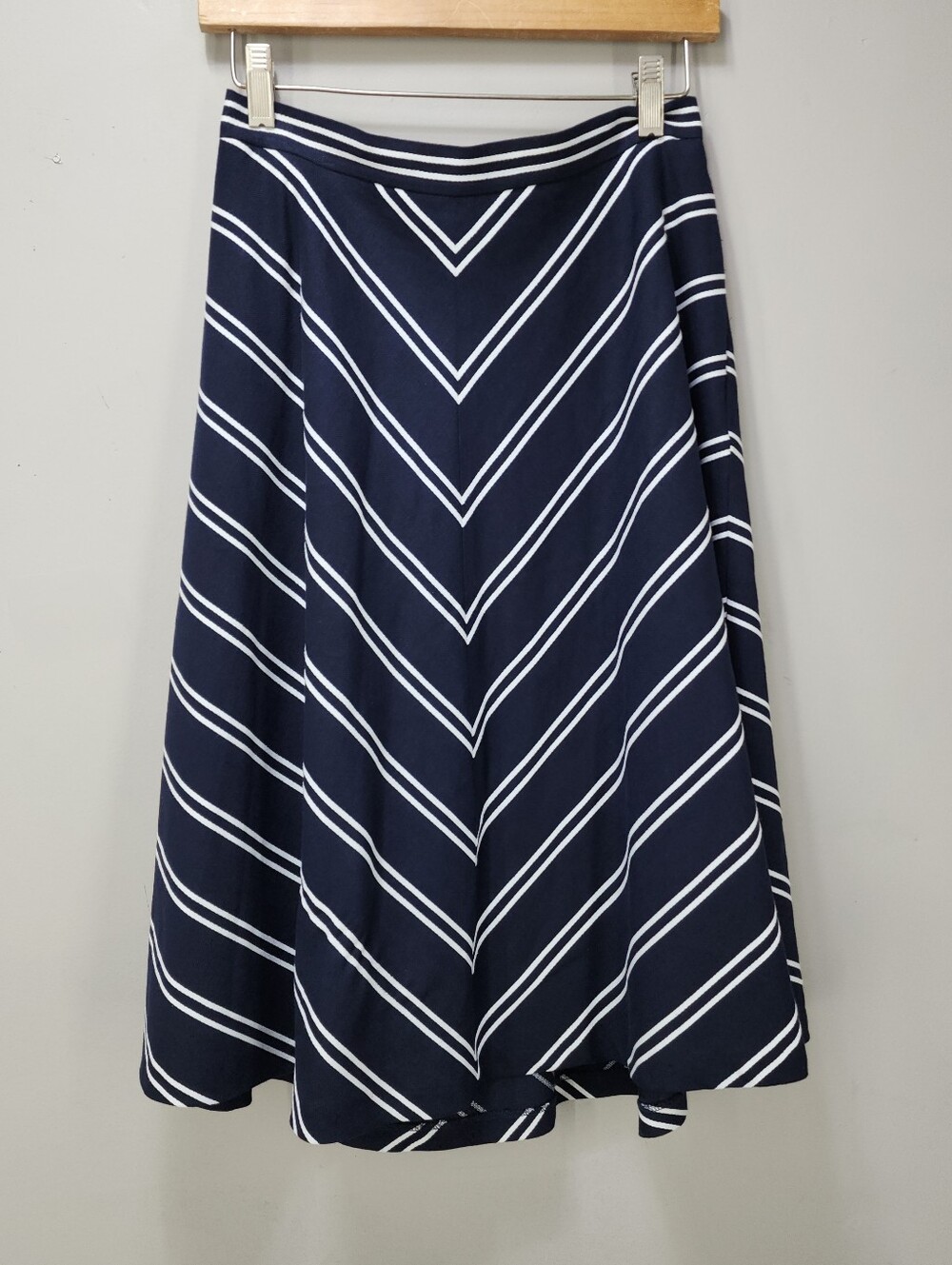 Talbots Striped Dobby-Weave Linen Blend A-Line Midi Skirt